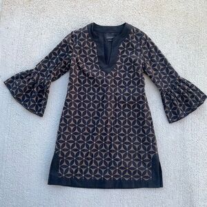 Anna Sui x Anthropologie Embroidered Boho Dress Size 6 Bell Sleeve Y2K